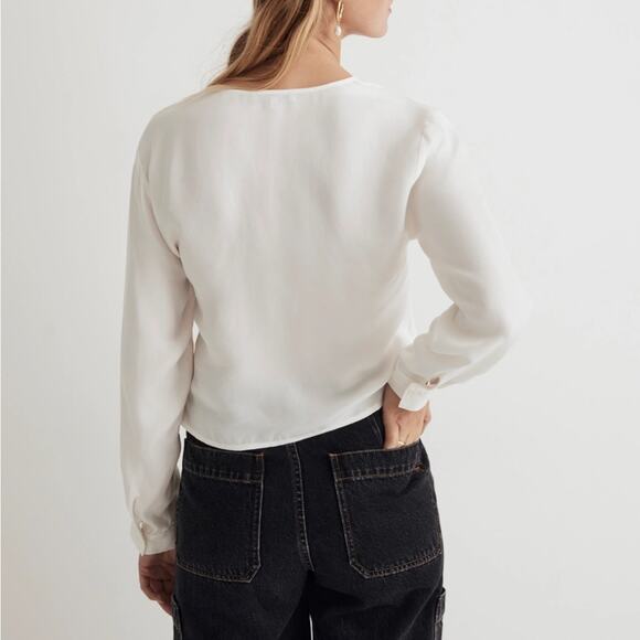 NWT Madewell Brushed Ruched-Front Top in Lighthouse White NN960 Size 12 - Picture 2 of 10